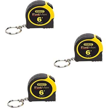 Stanley Fat Max FMHT33706W 1/2 X 6' Fatmax Keychain Tape Measure, 3 Pack