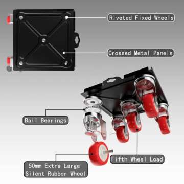 【Upgrade Large】 Furniture Dolly,Furniture Movers with 5 Wheels,Carbon Steel Panel Heavy Duty Dolly,Furniture Lifter with 5 360° Rotatable Rubber Universal Wheels,Maximum Load 3474LBS