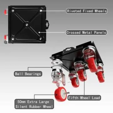 【Upgrade Large】 Furniture Dolly,Furniture Movers with 5 Wheels,Carbon Steel Panel Heavy Duty Dolly,Furniture Lifter with 5 360° Rotatable Rubber Universal Wheels,Maximum Load 3474LBS