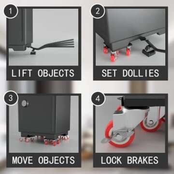 【Upgrade Large】 Furniture Dolly,Furniture Movers with 5 Wheels,Carbon Steel Panel Heavy Duty Dolly,Furniture Lifter with 5 360° Rotatable Rubber Universal Wheels,Maximum Load 3474LBS