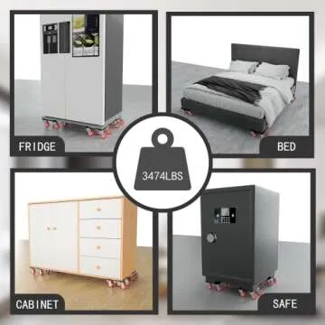 【Upgrade Large】 Furniture Dolly,Furniture Movers with 5 Wheels,Carbon Steel Panel Heavy Duty Dolly,Furniture Lifter with 5 360° Rotatable Rubber Universal Wheels,Maximum Load 3474LBS
