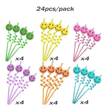 24 Smile Party Decorations Straws for All Celebrations