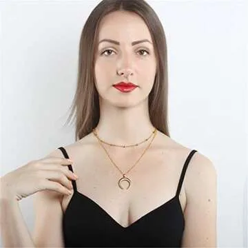 JczR.Y Resin Moon Necklace Vintage Crescent Jewelry for Women