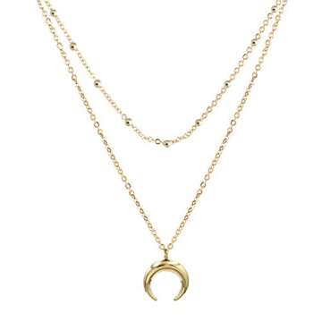 JczR.Y Resin Moon Necklace Vintage Crescent Jewelry for Women