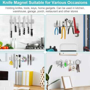 Magnetic Knife Holder for Wall, Knife Magnetic Strip Magnetic Knife Holder for Refrigerator Mount Kn...