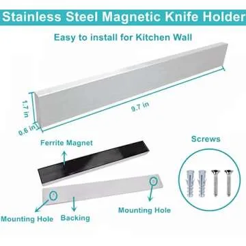 Magnetic Knife Holder for Wall, Knife Magnetic Strip Magnetic Knife Holder for Refrigerator Mount Knife Rack Kitchen Utensil Holder Metal Tool Holder Knife Block Kitchen Organizers Accessories 10 Inch