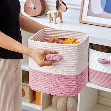 R RUNKA 11" Cube Storage Baskets - Eco-Friendly & Cute