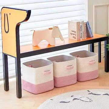 R RUNKA 11" Cube Storage Baskets - Eco-Friendly & Cute