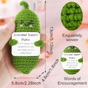 Emotional Support Pickles, Handmade Mini Funny Emotional Support Pickled Cucumber Gift Cute Handwove...
