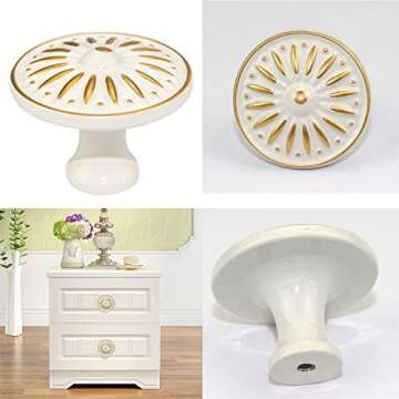 WeiMeet Cabinet Knob, 10Pcs 35mm Single Hole Ceramic knob Dresser Cupboard Cabinet Drawer Knobs Wardrobe Door Pull Handle for Home Office