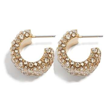 Thick Wide Face C Shape U Shaped Cuff Earrings Inlay Cubic Zirconia Colorful Rhinestone Eardrop for Women Fashion Jewelry-B silver