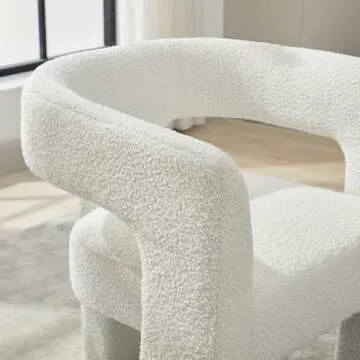 Locus Bono Boucle Accent Chair, Modern Living Room Chair, Comfy Barrel Armchair Single Sofa Chair for Bedroom, Office, Fully Assembled (White)
