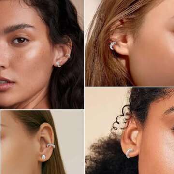 Dochais 9Pcs Ear Cuff 14K Gold Plated Cuff Earrings Gold Ear Cuffs Non Pierced Ear Clips Cartilage Earring Fake Earrings Silver