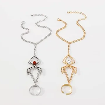 Adjustable Spider Hand Chain Rhinestone Gothic Bracelet