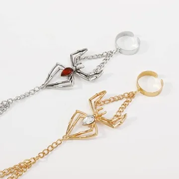 Adjustable Spider Hand Chain Rhinestone Gothic Bracelet