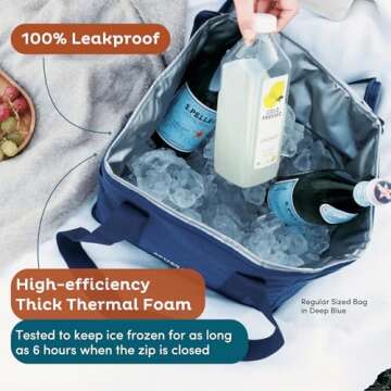Nook Theory Insulated Grocery Bags, X-Large Reusable Grocery Bag with Zipper, Leak Proof Cooler Bag ...