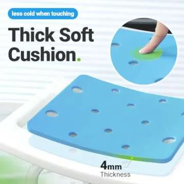 FSA/HSA Eligible Shower Stool 350lbs Bath Seat Chair, Tool-Free Assembly Height Adjustable Bath Bench with Padded Seat for Seniors, Elderly, Disabled, Handicap by Health Line Massage Products