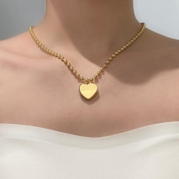BONJOULRY Elegant Chunky Gold Heart Necklace for Women