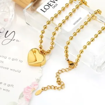 BONJOULRY Elegant Chunky Gold Heart Necklace for Women