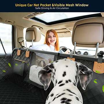 PettingPal Dog Car Seat Cover for Backseats with Car Net Pocket, Waterproof Scratchproof Dog Hammock...