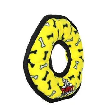 TUFFY -World's Tuffest Soft Dog Toy -Ultimate Ring- Yellow 2 Pack -Squeakers-Multiple Layers.Made Durable, Strong & Tough.Interactive Play(Tug, Toss & Fetch).Machine Washable & Floats