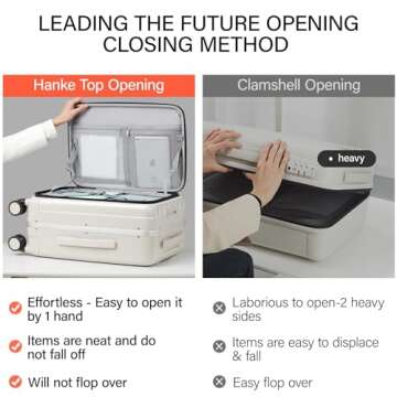 Hanke 20 Inch Carry On Luggage with Wheels PC Hard Shell Suitcase Top Opening Aluminum Frame Travel ...