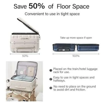 Hanke 20 Inch Carry On Luggage with Wheels PC Hard Shell Suitcase Top Opening Aluminum Frame Travel Luggage Suitcases for Woman Men Gifts.(Ivory White)