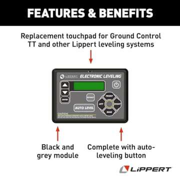 Lippert Ground Control RV 5th Wheel and Travel Trailer Leveling System Replacement Touchpad with Auto-Leveling Button - 421484