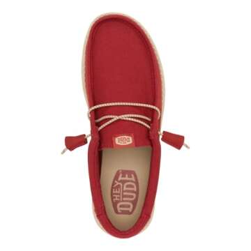 HEYDUDE Men's Wally Canvas Chili: Lightweight Slip-On Loafers for Everyday Comfort