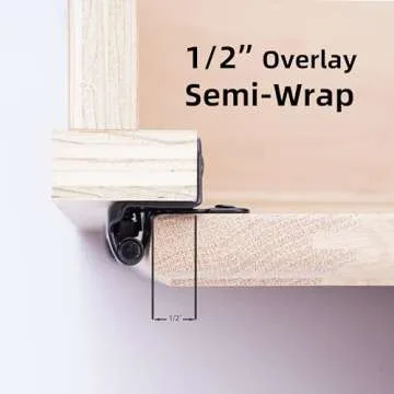 Decobasics 1/2" Overlay Semi Partial Wrap Around Kitchen Cabinet Hinges (10 Pair -20 Pack) - Self Closing Matte Black Cabinet Hinges for Kitchen Cabinets w/Cupboard Silicon Bumpers & Upgraded Screws