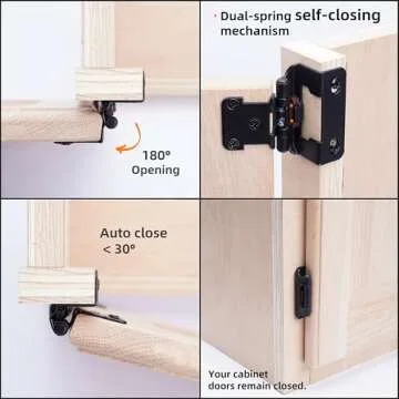 Decobasics 1/2" Overlay Semi Partial Wrap Around Kitchen Cabinet Hinges (10 Pair -20 Pack) - Self Closing Matte Black Cabinet Hinges for Kitchen Cabinets w/Cupboard Silicon Bumpers & Upgraded Screws