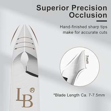 Larbois Cuticle Trimmer with Cuticle Pusher Set Stainless Steel Cutter Professional Cuticle Nipper Remover Extremly Sharp Salon Quality Nail Tools