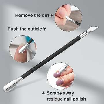 Larbois Cuticle Trimmer with Cuticle Pusher Set Stainless Steel Cutter Professional Cuticle Nipper Remover Extremly Sharp Salon Quality Nail Tools