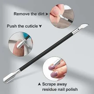 Larbois Cuticle Trimmer with Cuticle Pusher Set Stainless Steel Cutter Professional Cuticle Nipper Remover Extremly Sharp Salon Quality Nail Tools