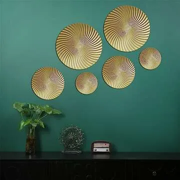 BOTAOYIYI Gold Metal Wall Art Set of 6 for Home Decor