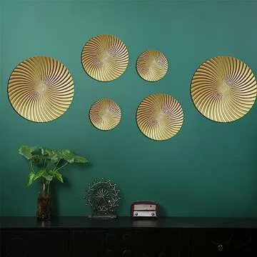 BOTAOYIYI Gold Metal Wall Art Set of 6 for Home Decor