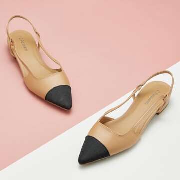 C.Paravano Women's Pointed Toe Slingback Flats - Stylish Comfort for Every Occasion