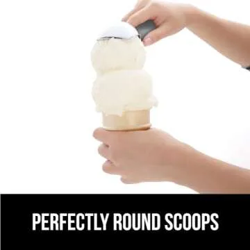 GORILLA GRIP Large, Comfortable Handle, Heavy Duty Ice Cream Scoop, Professional Grade Scooper, Get Perfect Shape Scoops, Great for Spooning Frozen Hard Gelato and Sorbet, Cookie Dough, Melon, Gray