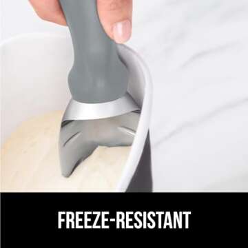 GORILLA GRIP Large, Comfortable Handle, Heavy Duty Ice Cream Scoop, Professional Grade Scooper, Get Perfect Shape Scoops, Great for Spooning Frozen Hard Gelato and Sorbet, Cookie Dough, Melon, Gray