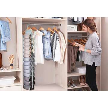 DHSFKBE Legging Organizer Storage - Versatile Hanging Closet Solution with 26 Compartments for All Y...