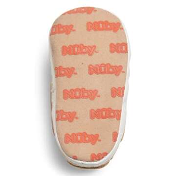 Nuby Baby Boys Girls Infant Boat Shoes, Childrens Casual Single Color Style Loafers, Non Slip Soft Sole Shoe with Pull On Tab, Tan, 3-6 Mos