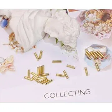 Glass Bugle Beads Penta Angel 1100Pcs /50g Mini Long Tube Seed Beads 2×6mm Small Craft Loose Spacer Beads for Earring Bracelets Necklace Waist Beads Jewelry Making (Gold)