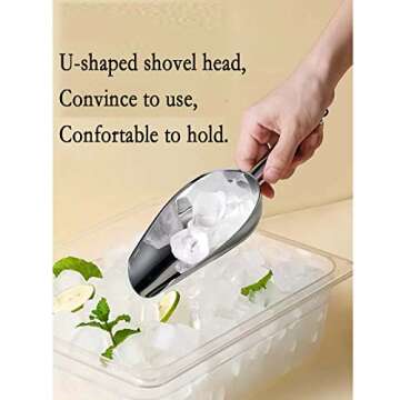 Ice Scoop for Freezer - Metal Ice Scoop for Ice Machine,Stainless Steel Ice Scoop for Ice Maker,Ice Shovel for Kitchen Bar Party Wedding,Heavy Duty,Dishwasher Safe,8 OZ