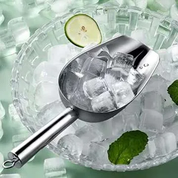 Ice Scoop for Freezer - Metal Ice Scoop for Ice Machine,Stainless Steel Ice Scoop for Ice Maker,Ice Shovel for Kitchen Bar Party Wedding,Heavy Duty,Dishwasher Safe,8 OZ