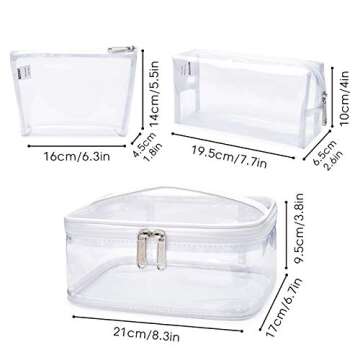 WANDF 3 Pieces Makeup Bag Toiletry Bag Portable Cosmetic Pouch Travel Organizer Water-resistant for ...