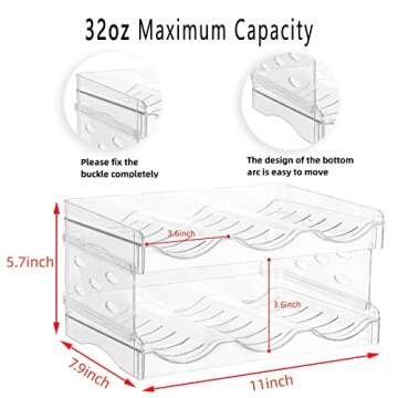 Stackable Water Bottle Organizer for Cabinets,4 Pack Tumbler Organizer for Yeti or Stanley Cup,Clear Wine Storage Racks for Kitchen Countertop,Refrigerator,Pantry Organizer,Hold 6 Bottle