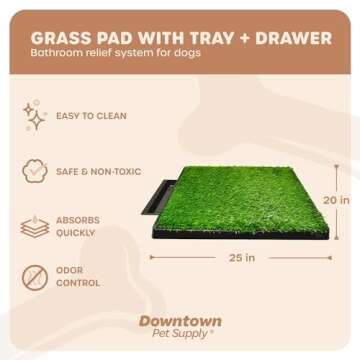 Downtown Pet Supply Dog Grass Pad with Tray, 20 x 25 w/Drawer - Outdoor and Indoor Potty System for ...