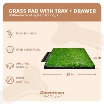 Downtown Pet Supply Dog Grass Pad with Tray, 20 x 25 - Portable Potty System  for Dogs