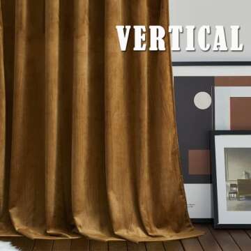RYB HOME Gold Brown Soft Velvet Curtains 84 inch Length, Light Blocking Energy Saving Vintage Retro Decor Silk Hand Feel Privacy Vertical Shade for Nursery Playroom Bedroom, W52 x L84 inches, 2 Panels