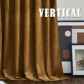 RYB HOME Gold Brown Soft Velvet Curtains 84 inch Length, Light Blocking Energy Saving Vintage Retro Decor Silk Hand Feel Privacy Vertical Shade for Nursery Playroom Bedroom, W52 x L84 inches, 2 Panels